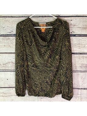 TORY Burch 100% Silk Printed Long Sleeve Blouse